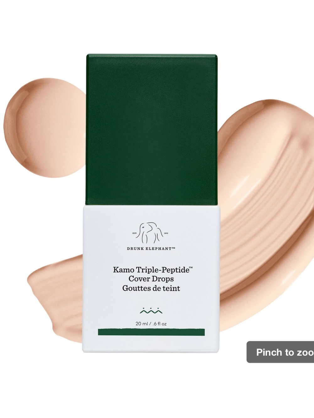 Drunk Elephant Kamo Triple-Peptide Cover Drops — Light Beige & Cream new sealed